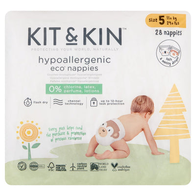 Kit and KinSize 5 Junior Eco Disposable Nappies - 28 packMulti Pack: 1disposable nappies size 5Earthlets