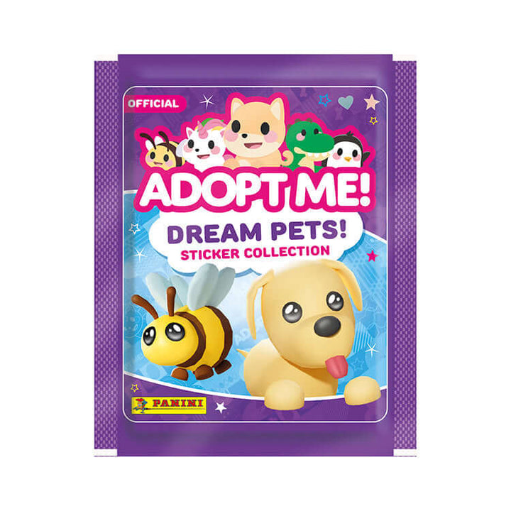 Adopt Me Dream Pets sticker collection by Panini featuring adorable pet characters and vibrant design.