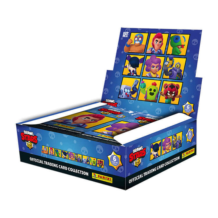 Brawl Stars Trading Card Collection box featuring characters from the game by Panini, ideal for collectors.