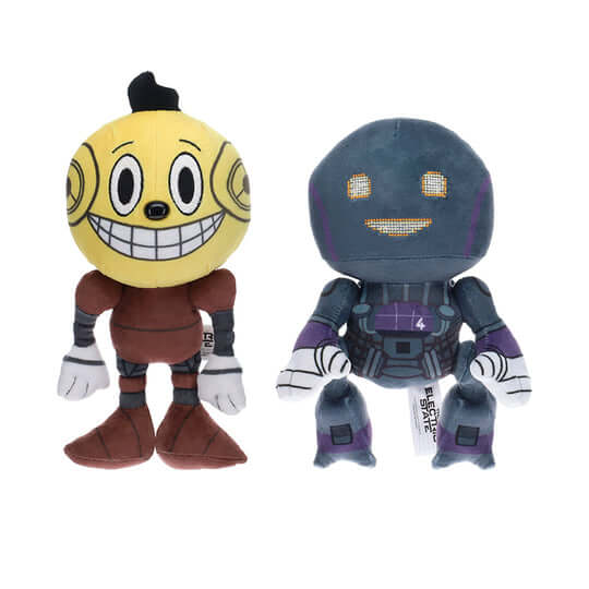Electric State 8" collectible plush toys of Herman and Cosmo from the Netflix movie, vibrant and detailed.