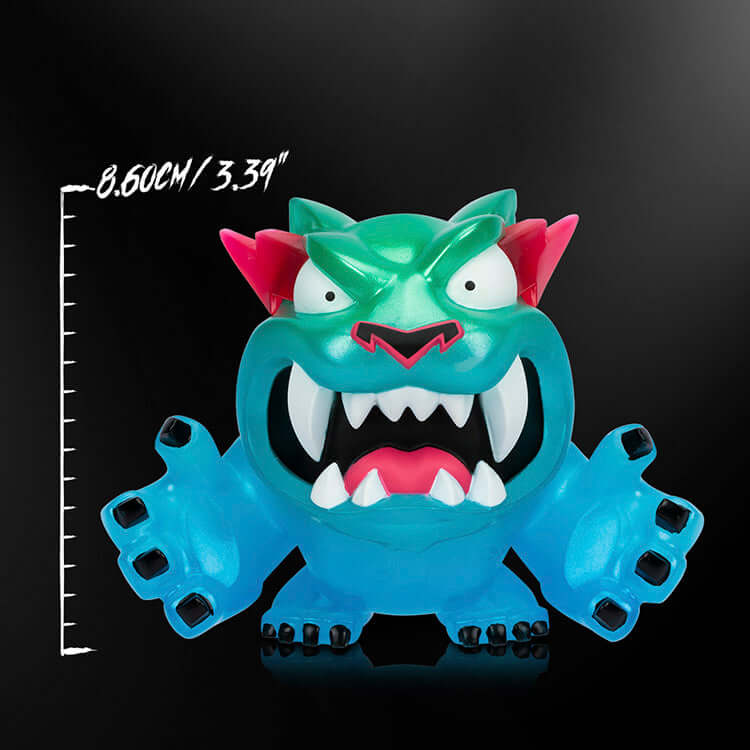 MrBeast Lab vinyl figure in vibrant colors, showcasing detailed design with a blue and green color scheme, 3.39 inches tall.