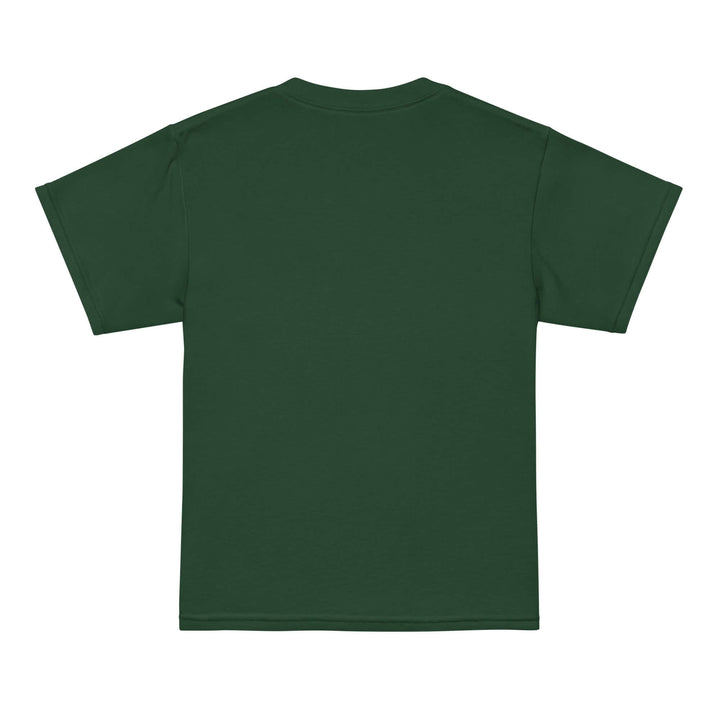 Back view of AFK Youth t-shirt in green, showcasing the modern fit and comfortable design.