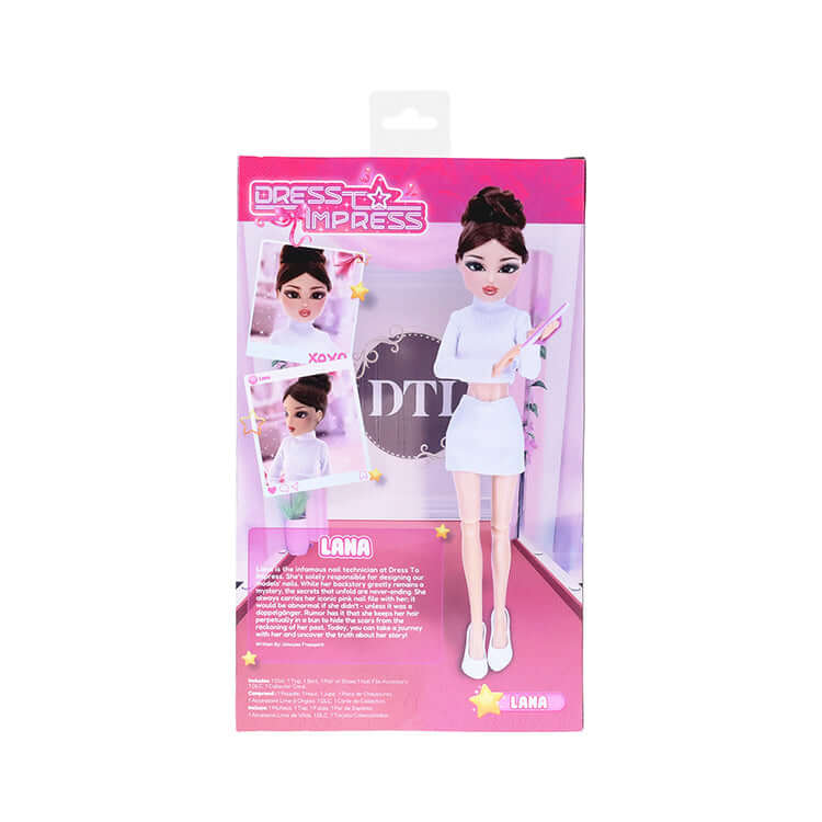 Dress To Impress Lana Fashion Doll Series 1 packaging displays Lana in her signature outfit and collector card.