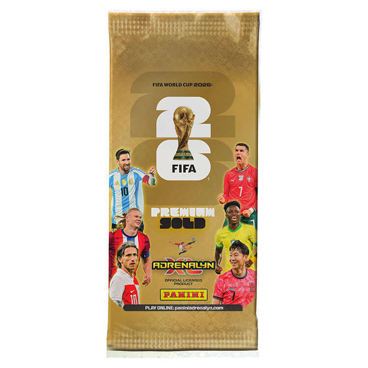 FIFA World Cup 2026 Adrenalyn XL Official Trading Cards premium pack featuring iconic players.
