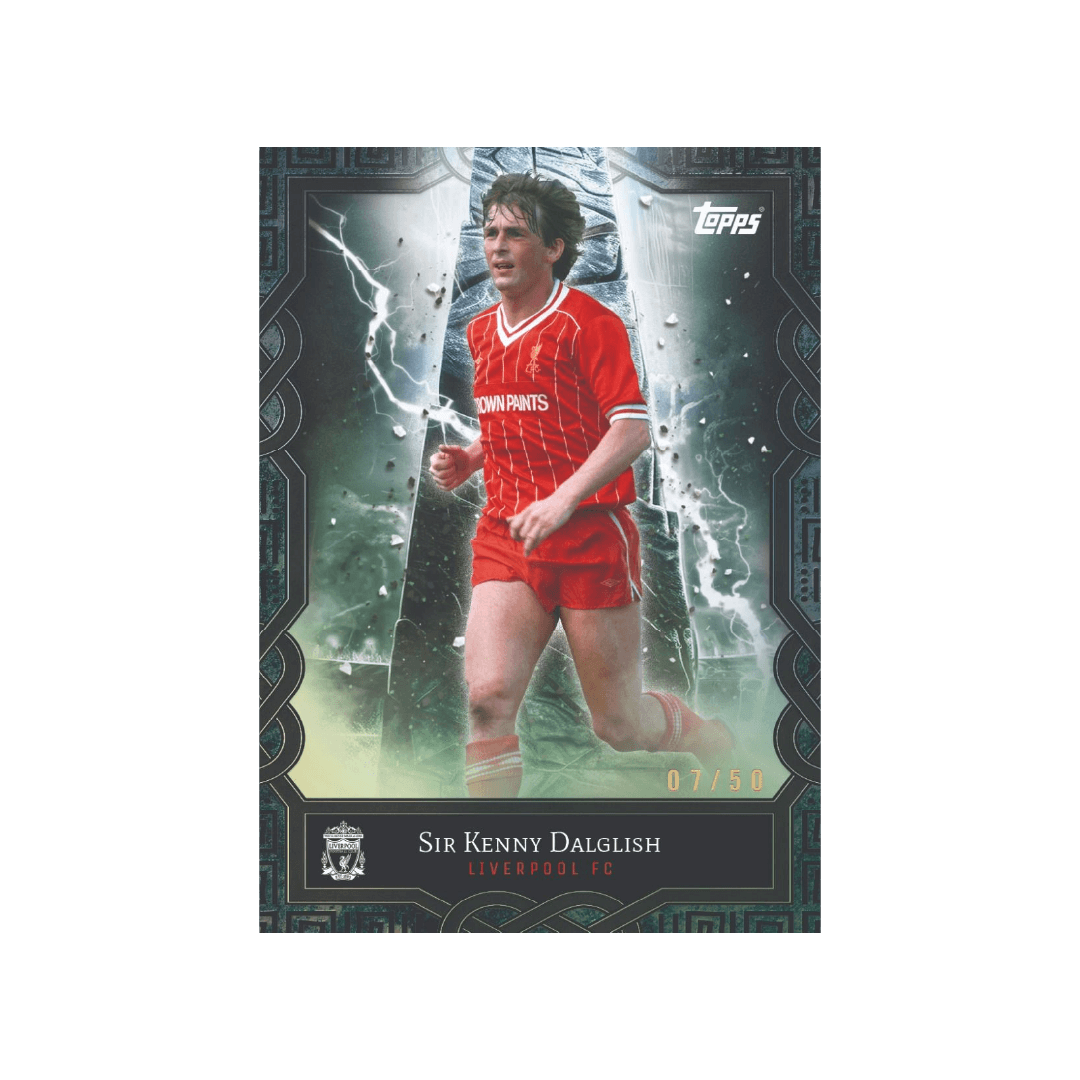 Sir Kenny Dalglish Liverpool FC Topps card featuring limited edition design, 07/50, celebrating club legend.