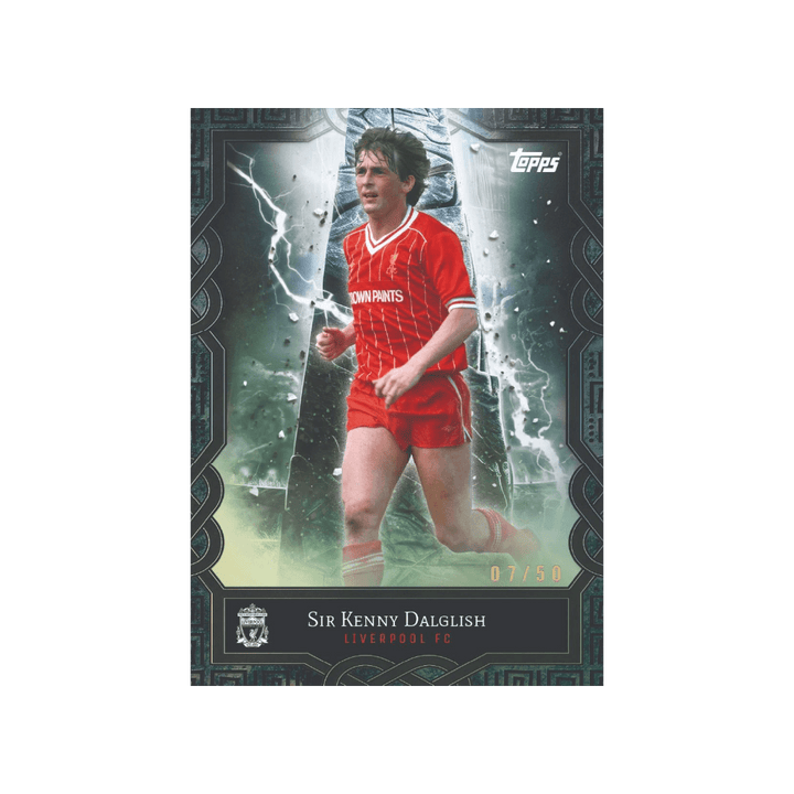 Sir Kenny Dalglish Liverpool FC Topps card featuring limited edition design, 07/50, celebrating club legend.