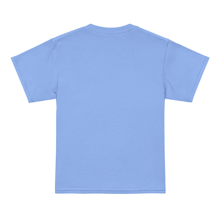 Back view of an Oddy Pro Youth t-shirt in blue, designed for comfort and active wear for kids.