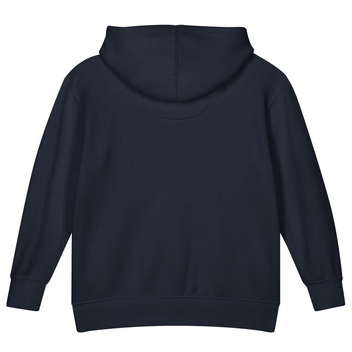 Back view of XP Grinder Toddler fleece pullover hoodie in navy, showcasing soft fleece fabric and relaxed fit.
