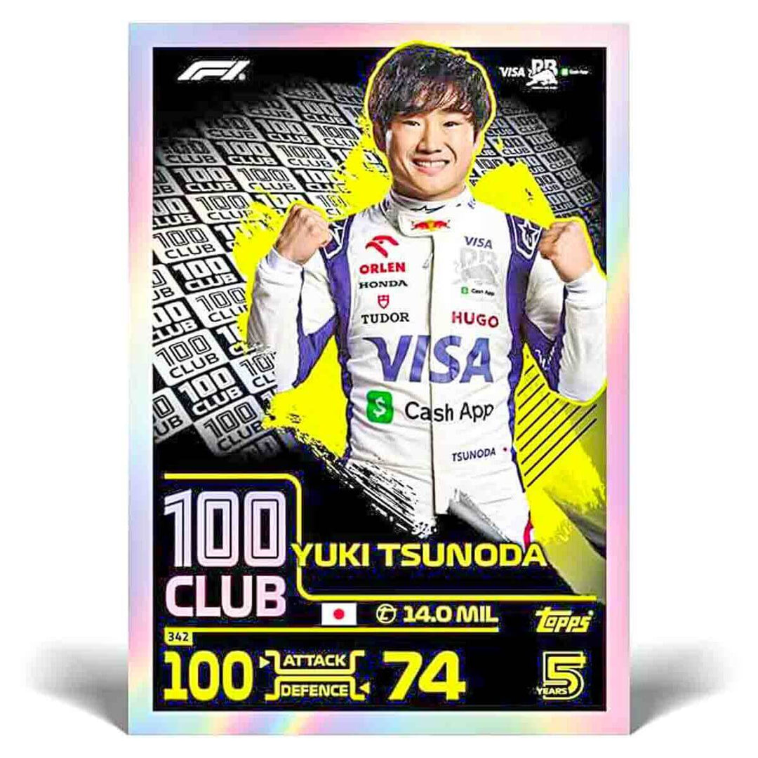 Turbo Attax Official Formula 1 Trading Card Yuki Tsunoda 100 Club 2024 Mega Multipack