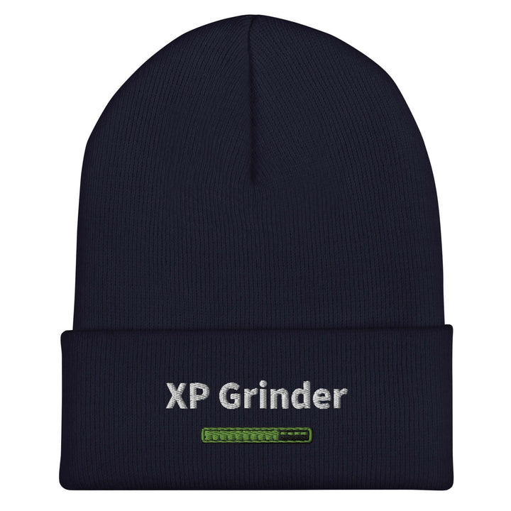 XP Grinder Cuffed Beanie in navy with embroidered logo, a stylish and warm accessory for unisex wear.