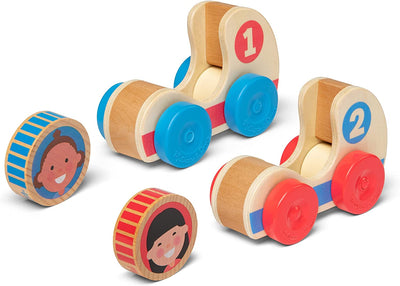 Earthlets.com| Melissa & Doug GO Tots Wooden Race Cars(2 Cars) with Collectible Characters | Wooden Toy for Infants | Developmental Toy for Toddlers | 0+ | Gift for Baby Boys or Baby Girls | FSC-Certified Materials | Earthlets.com |  