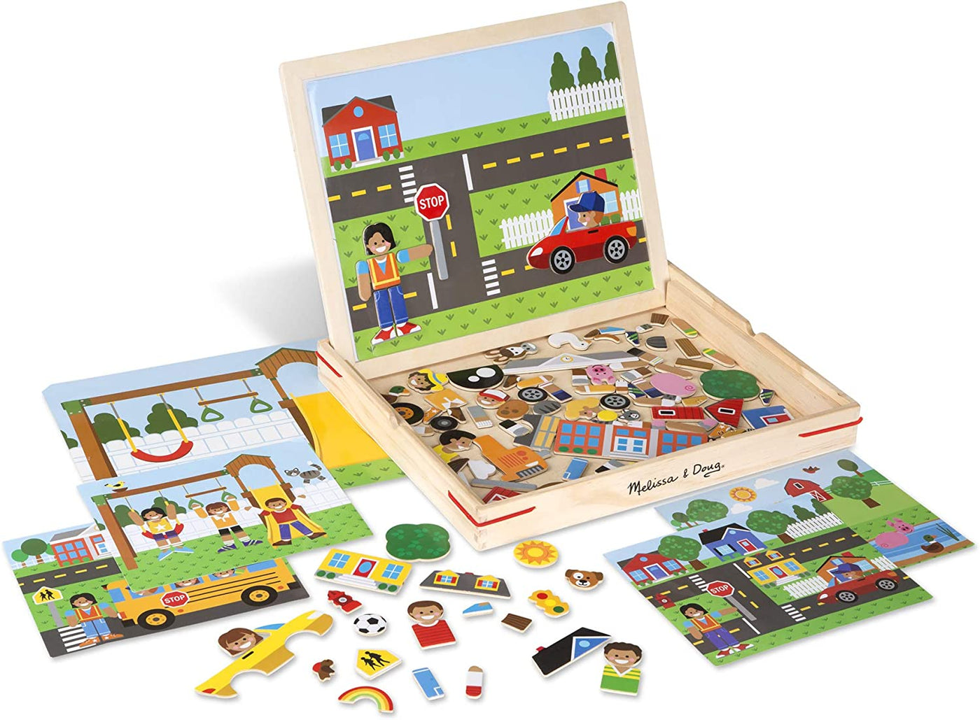 Earthlets.com| Melissa & Doug 19918 Wooden Matching Picture Game with 119 Magnets and Scene Cards, Multi-Colour | Earthlets.com |  