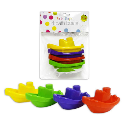 First Steps| Multi-coloured Bath Boats - Pack of 4 | Earthlets.com |  | baby care bathing & skincare